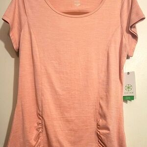 Rose Heather/Light Peach ( L) Gaiam short sleeve, cut out back top with tags